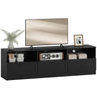 HOMCOM TV Stand with Storage, Modern Entertainment Center with 3 Cabinets and 3 Open Shelves, for TVs up to 85", Black(m-11)