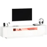 HOMCOM Entertainment Center with RGB LED Lights, TV Stand for 65-85 Inch TV, Modern TV Table for Living Room, High Gloss White(m-11)