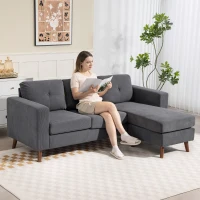 HOMCOM Sectional Sofa with Changeable Chaise Lounge, 3 Seat L-Shaped Sofa, Upholstered Couch for Small Space, Dark Grey(m-1)