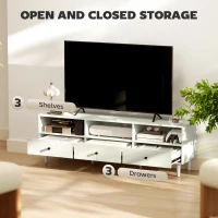 HOMCOM TV Stand for up to 75 Inches, TV Table with 3 Storage Shelves, 3 Drawers for Living Room, Bedroom, Cream White(m-4)