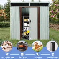 6 x 5 ft Outdoor Metal Storage Shed with Galvanized Steel, Sliding Doors and Padlock, Outbuilding for Backyard, 72.5" L x 55" W x 71" H, White(m-7)