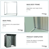 Outdoor Metal Storage Shed with Transparent Panel, Galvanized Construction, Storage Hut ideal for Backyard, 64.5'' L x 43.5'' W x 71.5'' H, Gray(m-8)