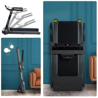 Folding Electric Treadmill with 3.5HP Motor, Multifunctional LED Display, Running Machine for Compact Room, 61.5" L x 24.5" W x 45.5" H, Grey(m-4)