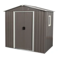 6 x 5 ft Outdoor Metal Storage Shed with Galvanized Steel Panels and Doors, Storage Hut ideal for Backyard, 76.5'' L x 51.5'' W x 72.5'' H, Gray(m-2)