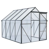 Polycarbonate Walk-in Greenhouse with Sliding Door and Adjustable Roof, Heavy Duty Aluminum Hothouse for Plant, 75" L x 98.5" W x 77" H, Black(m-2)