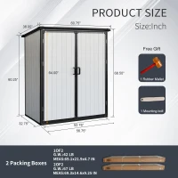 5 x 3 ft UV-Resistant Outdoor Storage Shed with Lockable Doors, Waterproof Resin Cabinet for Backyard, 57" L x 37.5" W x 64" H, Beige+Black(m-3)