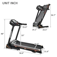 Folding Electric Treadmill with 3.5HP Motor, Incline and LCD Display, Running Machine Ideal for Home Use, 56.5'' L x 21.5'' W x 48'' H, Black(m-3)