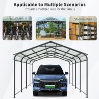 12 × 21 ft Heavy Duty Carport with Galvanized Steel Roof and Frame, Metal Garage Ideal for Driveway, 144'' L x 254'' W x 105.5'' H, Charcoal(m-4)