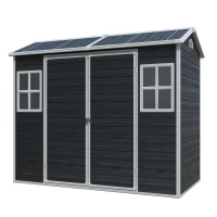 Outdoor Storage Shed with Double-Door and Two Windows, Heavy-Duty Resin Panels, Outbuilding for Backyard, 96" L x 52.5" W x 81" H, Black(m-2)