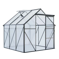 Polycarbonate Walk-in Greenhouse with Sliding Door and Adjustable Roof, Hothouse with Duty Aluminum Frame, 75'' L x 75'' W x 77'' H, Black(m-2)