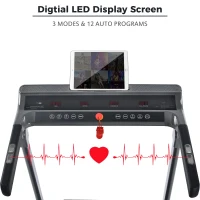 Folding Electric Treadmill with 3.5HP Motor, Multifunctional LED Display, Running Machine for Compact Room, 61.5" L x 24.5" W x 45.5" H, Grey(m-9)