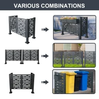 Outdoor Metal Privacy Fence Cover with 3 Concealment Panels, Privacy Shield Perfect for Air Conditioner Units, 46'' L x 22'' W x 35'' H, Charcoal(m-5)