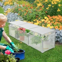Polycarbonate Greenhouse with Sturdy Aluminium Structure, Polycarbonate Plant House with Openable Top, 71" L x 20.5" W x 20.5" H, Silver(m-7)