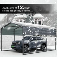 Outdoor Carport with Galvanized Steel Roof and Frame, Heavy Duty Metal Canopy for Driveway, 121'' L x 177.5'' W x 99.5'' H, Charcoal(m-4)