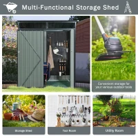 Outdoor Metal Storage Shed with Transparent Panel, Galvanized Construction, Storage Hut ideal for Backyard, 64.5'' L x 43.5'' W x 71.5'' H, Gray(m-5)