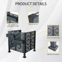 Metal Air Conditioner Privacy Fence Cover with Flower Boxes, Privacy Shield Perfect for Air Conditioner Units, 42'' L x 42'' W x 45'' H, Charcoal(m-4)