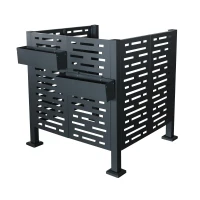 Metal Air Conditioner Privacy Fence Cover with Flower Boxes, Privacy Shield Perfect for Air Conditioner Units, 42'' L x 42'' W x 45'' H, Charcoal(m-2)