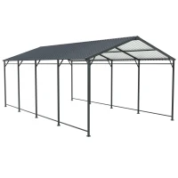 Heavy Duty Metal Carport with Galvanized Steel Roof and Frame, Large Garage Ideal for Cars and Trucks, 142'' L x 254'' W x 105.5'' H, Charcoal(m-2)