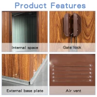 6 x 6 ft Outdoor Metal Storage Shed with Sliding Doors, Storage Hut with Galvanized Steel Construction, 72.5'' L x 64'' W x 72.5'' H, Coffee(m-7)