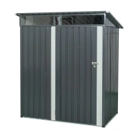 Outdoor Metal Storage Shed with Transparent Panel, Galvanized Construction, Storage Hut ideal for Backyard, 64.5'' L x 43.5'' W x 71.5'' H, Gray(m-2)