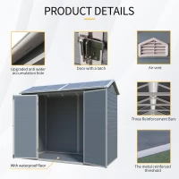 Outdoor Storage Shed with Double-Door and Two Windows, Heavy-Duty Resin Panels, Outbuilding for Backyard, 96" L x 52.5" W x 81" H, Grey(m-5)