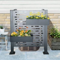 Outdoor Metal Privacy Fence Cover with Galvanized Plate, Privacy Shield Perfect for Air Conditioner Units, 36'' L x 36'' W x 44.5'' H, Charcoal(m-6)