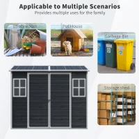 Outdoor Storage Shed with Double-Door and Two Windows, Heavy-Duty Resin Panels, Outbuilding for Backyard, 96" L x 52.5" W x 81" H, Black(m-4)