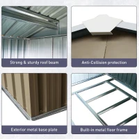 Outdoor Metal Storage Shed with Window and Sliding Doors, Storage Hut with Galvanized Steel Construction, 93'' L x 114.5'' W x 75'' H, Grey(m-8)