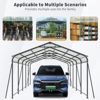 Heavy Duty Outdoor Carport with Galvanized Steel Roof, Large Garage Perfect for Cars and Trucks, 156'' L x 317'' W x 107.5'' H, Charcoal(m-4)