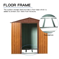 Metal Storage Shed with Sliding Doors and Punched Vents, Outbuilding for Garden Hobbyists, 76.5'' L x 68.5'' W x 72.5'' H, Yellow Brown(m-6)