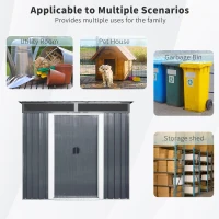 6 x 5 ft Outdoor Metal Storage Shed with Transparent Plate, Galvanized Steel Storage Hut for All-Weather Use, 77'' L x 59.5'' W x 71'' H, Black+White(m-6)