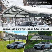 12 × 21 ft Heavy Duty Carport with Galvanized Steel Roof and Frame, Metal Garage Ideal for Driveway, 144'' L x 254'' W x 105.5'' H, Charcoal(m-6)