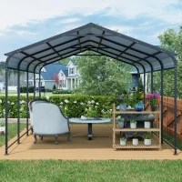 12 × 21 ft Heavy Duty Carport with Galvanized Steel Roof and Frame, Metal Garage Ideal for Driveway, 144'' L x 254'' W x 105.5'' H, Charcoal(m-7)