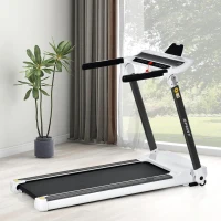 Portable Compact Treadmill with 3.5HP Motor, Bluetooth Speaker, Foldable Running Machine for Home Gym, 61.5" L x 24.5" W x 45.5" H, White(m-1)