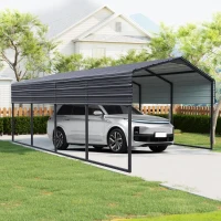 12 x 20 ft Metal Outdoor Garage with Heavy Duty Galvanized Steel, Waterproof Car Shelter for storage, 144" L x 235" W x 103" H, Charcoal(m-1)