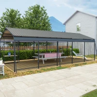 Heavy Duty Outdoor Carport with Galvanized Steel Roof, Large Garage Perfect for Cars and Trucks, 156'' L x 317'' W x 107.5'' H, Charcoal(m-1)