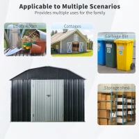 10 x 12 ft Outdoor Metal Storage Shed with Arch Roof and Lockable Double Doors, Outbuilding for Backyard, 118" L x 141" W x 87" H, Black(m-5)