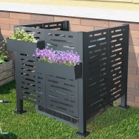 Metal Air Conditioner Privacy Fence Cover with Flower Boxes, Privacy Shield Perfect for Air Conditioner Units, 42'' L x 42'' W x 45'' H, Charcoal(m-6)