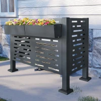 Outdoor Metal Privacy Fence Cover with 3 Concealment Panels, Privacy Shield Perfect for Air Conditioner Units, 46'' L x 22'' W x 35'' H, Charcoal(m-6)