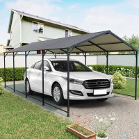 Heavy Duty Metal Carport with Galvanized Steel Roof and Frame, Large Garage Ideal for Cars and Trucks, 142'' L x 254'' W x 105.5'' H, Charcoal(m-7)