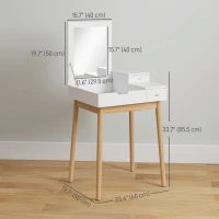 HOMCOM Makeup Vanity Table with Flip-up Mirror, Modern Dressing Table with 2 Drawers for Bedroom, White(m-3)