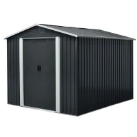 8 x 10 ft Outdoor Metal Storage Shed with Metal Foundation, Robust Construction, Outbuilding for Garden, 89" L x 115" W x 75" H, Black(m-2)