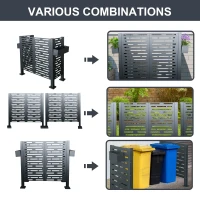 Outdoor Metal Privacy Fence Cover with Galvanized Plate, Privacy Shield Perfect for Air Conditioner Units, 48'' L x 22'' W x 48'' H, Charcoal(m-5)