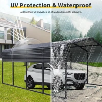 12 x 20 ft Metal Outdoor Garage with Heavy Duty Galvanized Steel, Waterproof Car Shelter for storage, 144" L x 235" W x 103" H, Charcoal(m-7)