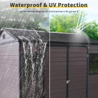 Resin Outdoor Storage Shed with Floor, Lockable Door and Windows, Outbuilding for Garden Hobbyists, 96'' L x 75'' W x 85'' H, Brown(m-7)