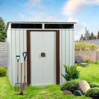 6 x 5 ft Outdoor Metal Storage Shed with Galvanized Steel, Sliding Doors and Padlock, Outbuilding for Backyard, 72.5" L x 55" W x 71" H, White(m-1)