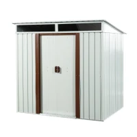 6 x 5 ft Outdoor Metal Storage Shed with Galvanized Steel, Sliding Doors and Padlock, Outbuilding for Backyard, 72.5" L x 55" W x 71" H, White(m-2)
