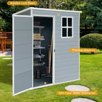 Resin Outdoor Storage Shed with Lockable Double Doors and Reinforced Floor, Durable Outbuilding for Backyard, 62" L x 38" W x 73" H, Grey(m-5)
