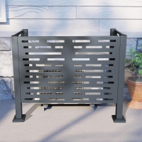 Outdoor Metal Privacy Fence Cover with 3 Concealment Panels, Privacy Shield Perfect for Air Conditioner Units, 46'' L x 22'' W x 35'' H, Charcoal