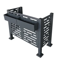 Outdoor Metal Privacy Fence Cover with 3 Concealment Panels, Privacy Shield Perfect for Air Conditioner Units, 46'' L x 22'' W x 35'' H, Charcoal(m-2)